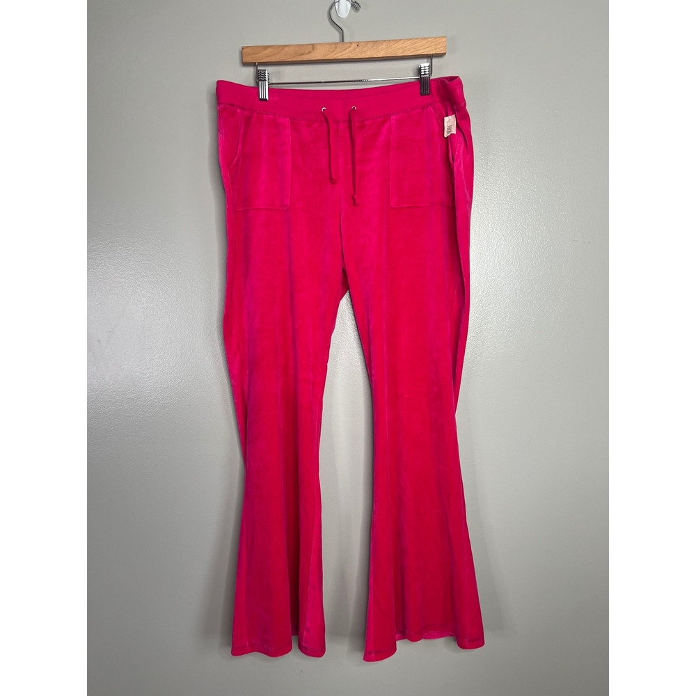 Y2K mossimo hot pink velour track flare pants xl streetwear comfy loungewear